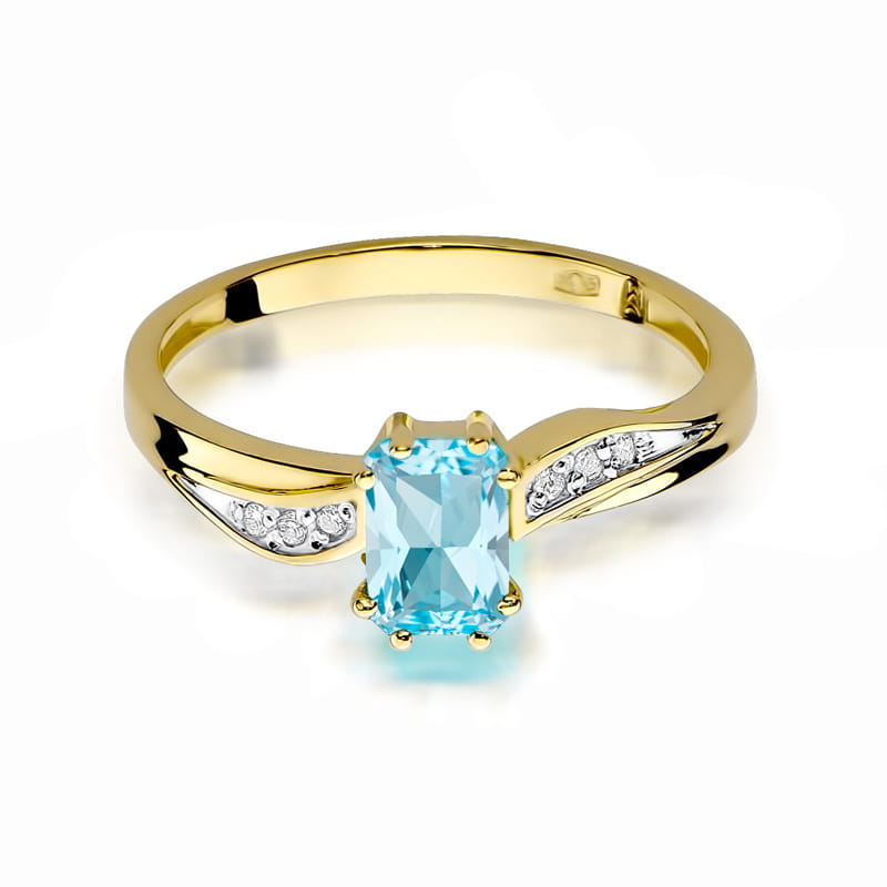 Inel Aur 14K cu Topaz Swiss 0.65 ct si Diamante Naturale 0.03 ct, imaginea 2 din 12