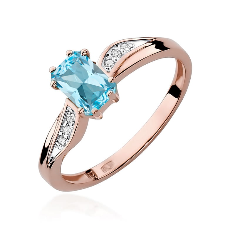 Inel Aur 14K cu Topaz Swiss 0.65 ct si Diamante Naturale 0.03 ct, imaginea 5 din 12