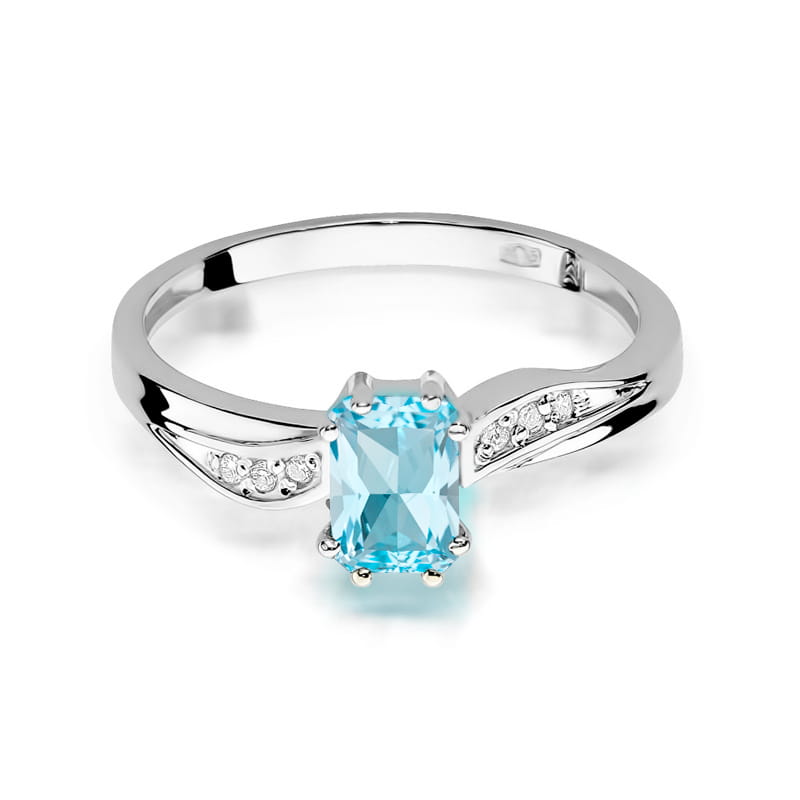 Inel Aur 14K cu Topaz Swiss 0.65 ct si Diamante Naturale 0.03 ct, imaginea 10 din 12