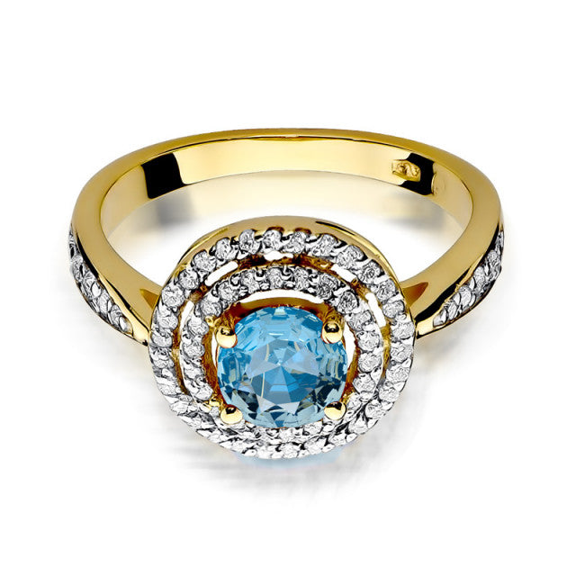 Inel Aur 14K cu Topaz Swiss 0.80 ct si Diamante Naturale 0.37 ct, imaginea 2 din 10