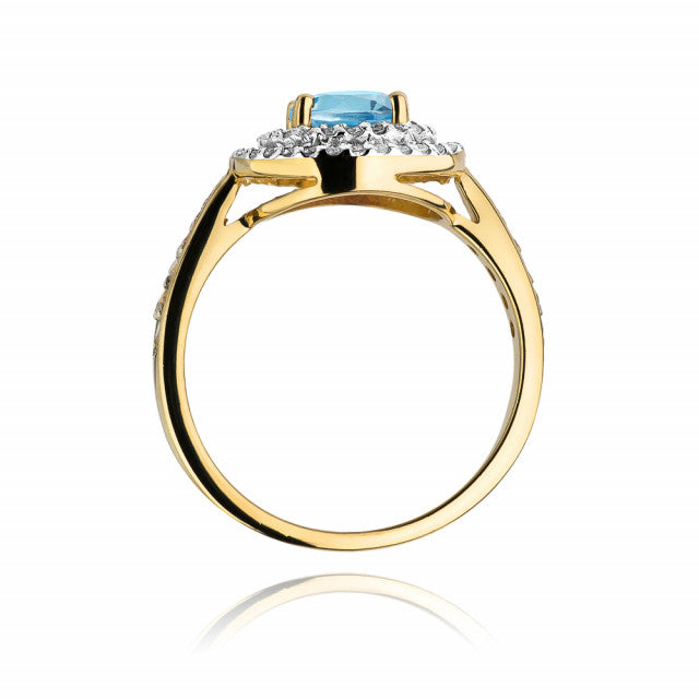 Inel Aur 14K cu Topaz Swiss 0.80 ct si Diamante Naturale 0.37 ct, imaginea 3 din 10