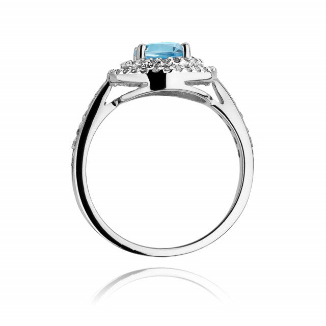Inel Aur 14K cu Topaz Swiss 0.80 ct si Diamante Naturale 0.37 ct, imaginea 7 din 10