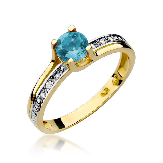 Inel Aur 14K cu Topaz Swiss 0.50 ct si Diamante Naturale 0.03 ct — Aur galben