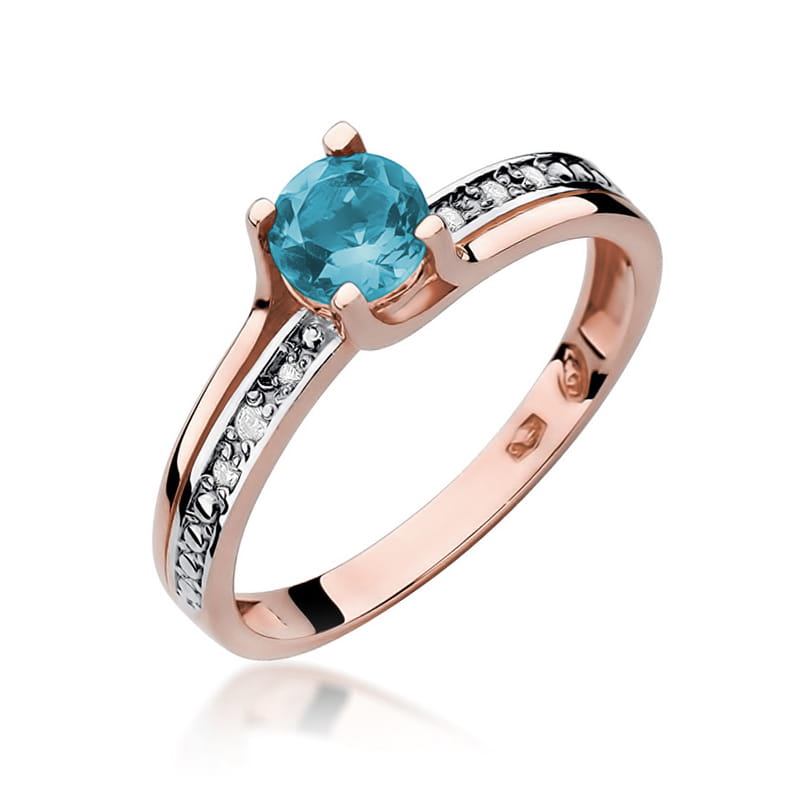 Inel Aur 14K cu Topaz Swiss 0.50 ct si Diamante Naturale 0.03 ct, imaginea 8 din 11