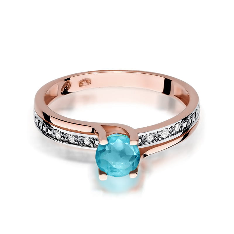 Inel Aur 14K cu Topaz Swiss 0.50 ct si Diamante Naturale 0.03 ct, imaginea 9 din 11