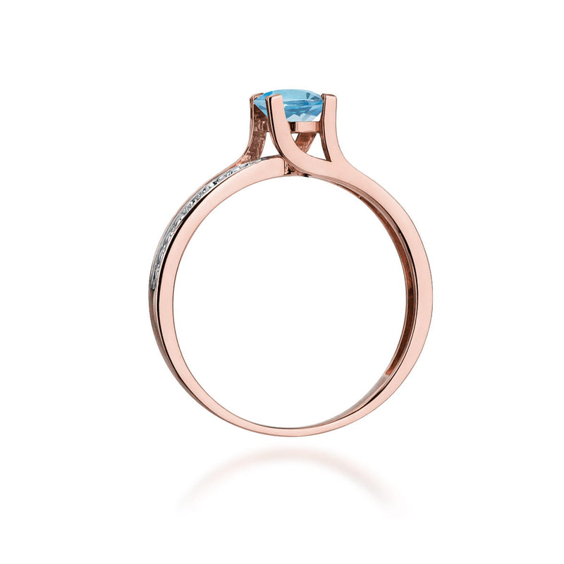 Inel Aur 14K cu Topaz Swiss 0.50 ct si Diamante Naturale 0.03 ct, imaginea 10 din 11