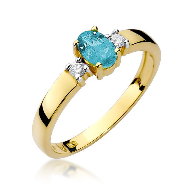 Inel Aur 14K cu Topaz Swiss 0.50 ct si Diamante Naturale 0.08 ct — Aur galben