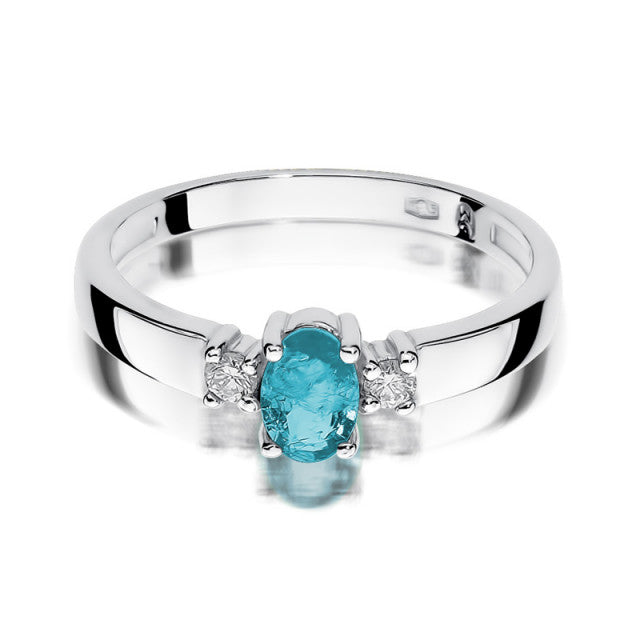 Inel Aur 14K cu Topaz Swiss 0.50 ct si Diamante Naturale 0.08 ct, imaginea 4 din 10