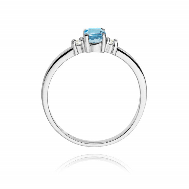 Inel Aur 14K cu Topaz Swiss 0.50 ct si Diamante Naturale 0.08 ct, imaginea 5 din 10