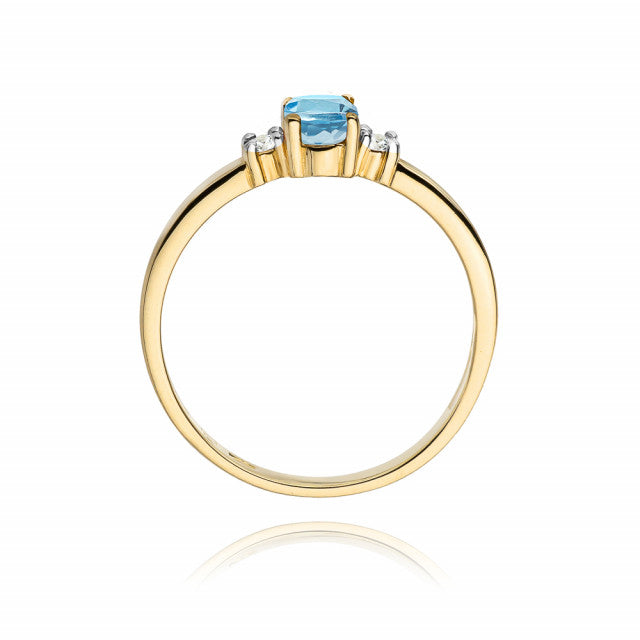 Inel Aur 14K cu Topaz Swiss 0.50 ct si Diamante Naturale 0.08 ct, imaginea 6 din 10