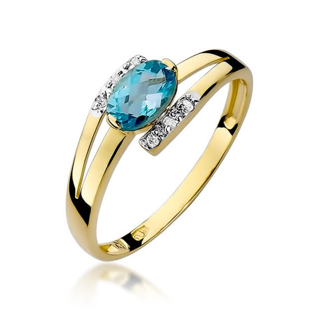 Inel Aur 14K cu Topaz Swiss 0.50 ct si Diamante Naturale 0.05 ct — Aur galben