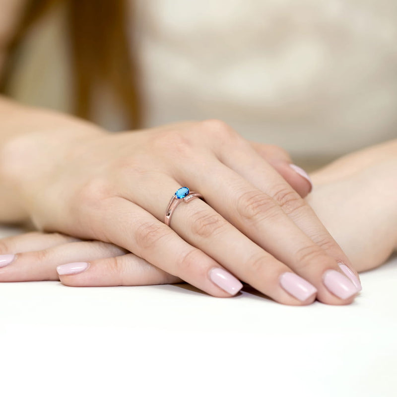 Inel Aur 14K cu Topaz Swiss 0.50 ct si Diamante Naturale 0.05 ct, imaginea 11 din 11
