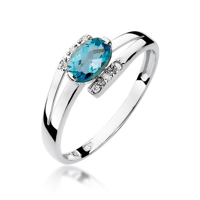 Inel Aur 14K cu Topaz Swiss 0.50 ct si Diamante Naturale 0.05 ct, imaginea 5 din 11