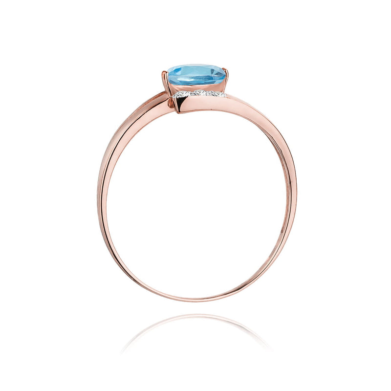 Inel Aur 14K cu Topaz Swiss 0.50 ct si Diamante Naturale 0.05 ct, imaginea 10 din 11