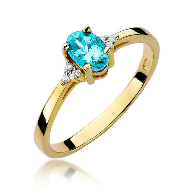 Inel Aur 14K cu Topaz Swiss 0.50 ct si Diamante Naturale 0.05 ct — Aur galben