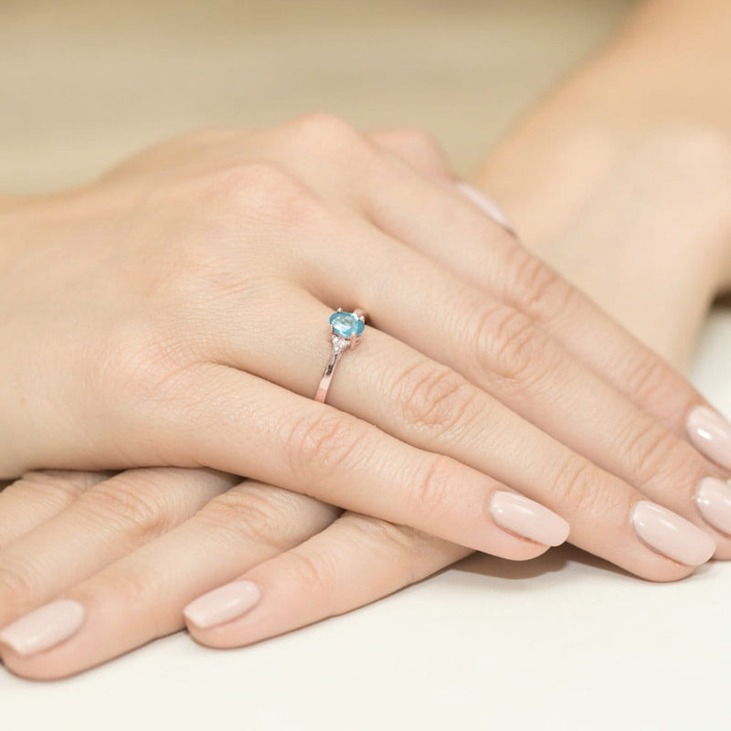 Inel Aur 14K cu Topaz Swiss 0.50 ct si Diamante Naturale 0.05 ct, imaginea 11 din 11