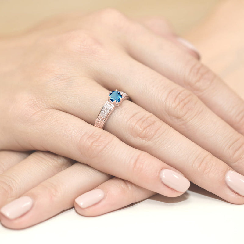 Inel Aur 14K cu Topaz Swiss 0.50 ct si Diamante Naturale 0.08 ct, imaginea 11 din 11