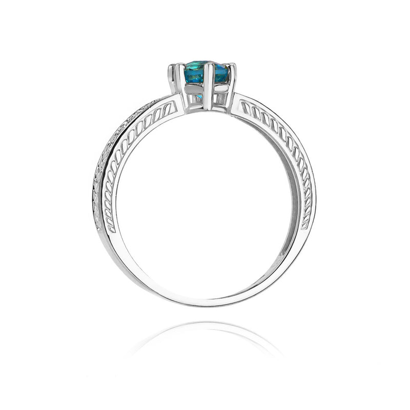 Inel Aur 14K cu Topaz Swiss 0.50 ct si Diamante Naturale 0.08 ct, imaginea 7 din 11