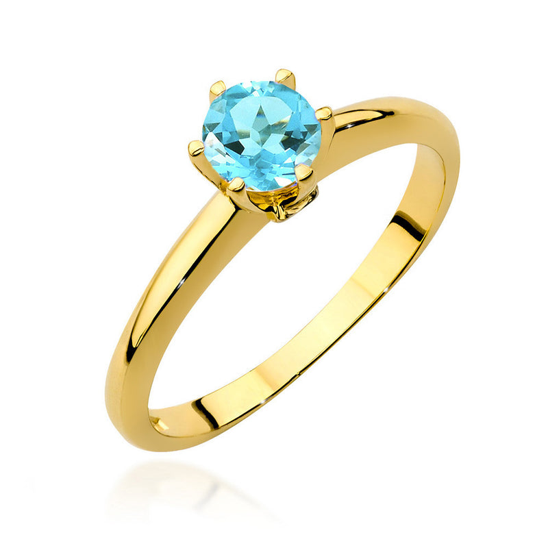 Inel Aur 14K cu Topaz Swiss 0.50 ct si Diamante Naturale 0.04 ct — Aur galben