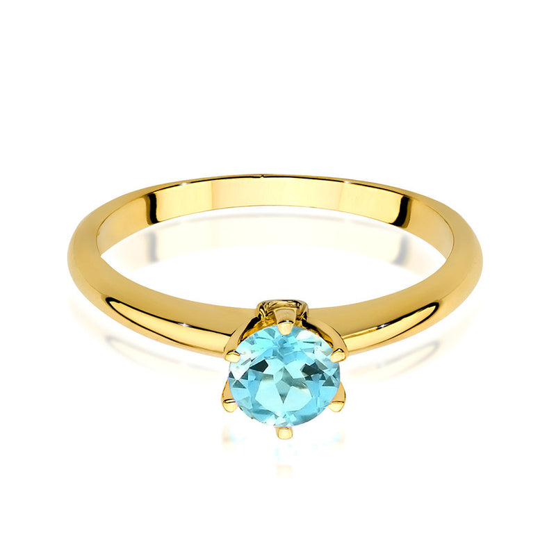 Inel Aur 14K cu Topaz Swiss 0.50 ct si Diamante Naturale 0.04 ct, imaginea 2 din 10