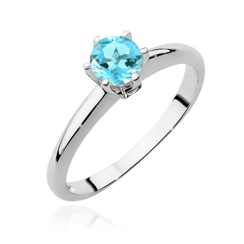 Inel Aur 14K cu Topaz Swiss 0.50 ct si Diamante Naturale 0.04 ct, imaginea 5 din 10