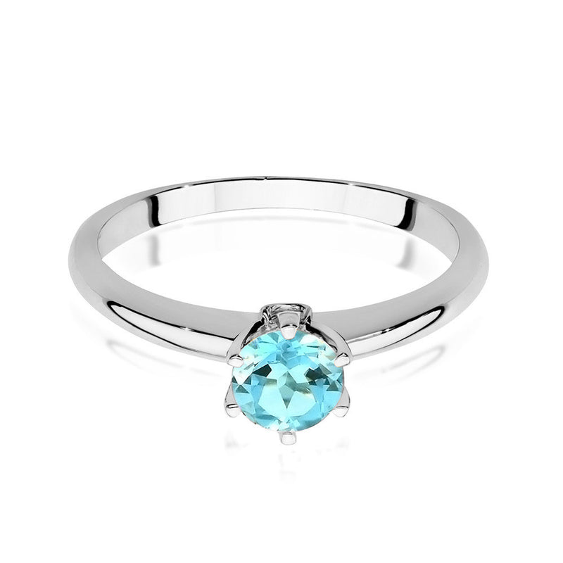 Inel Aur 14K cu Topaz Swiss 0.50 ct si Diamante Naturale 0.04 ct, imaginea 6 din 10