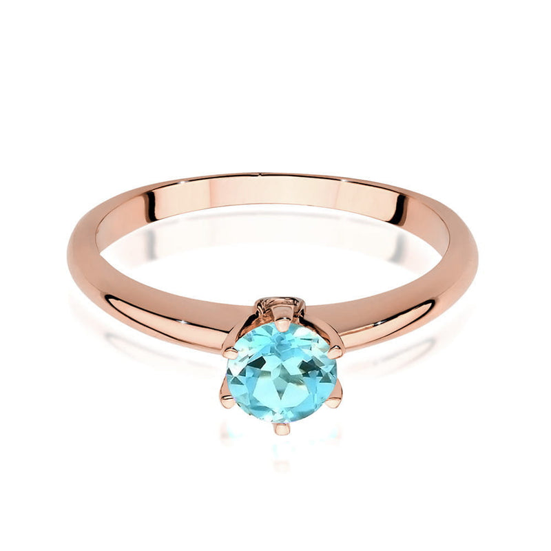 Inel Aur 14K cu Topaz Swiss 0.50 ct si Diamante Naturale 0.04 ct, imaginea 9 din 10