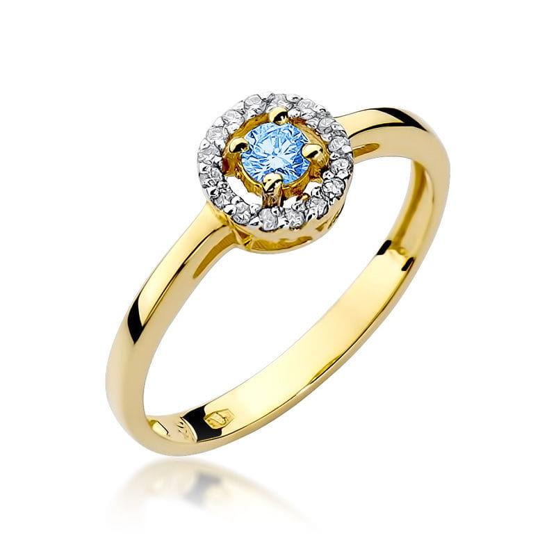 Inel Aur 14K cu Topaz Swiss 0.15 ct si Diamante Naturale 0.08 ct — Aur galben