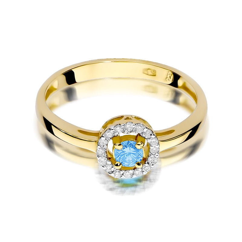 Inel Aur 14K cu Topaz Swiss 0.15 ct si Diamante Naturale 0.08 ct, imaginea 2 din 11