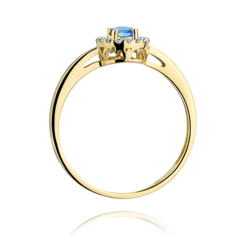 Inel Aur 14K cu Topaz Swiss 0.15 ct si Diamante Naturale 0.08 ct, imaginea 3 din 11