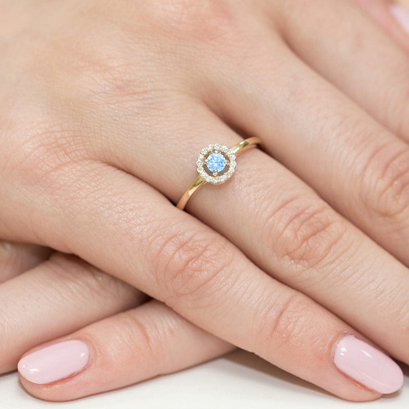 Inel Aur 14K cu Topaz Swiss 0.15 ct si Diamante Naturale 0.08 ct, imaginea 4 din 11