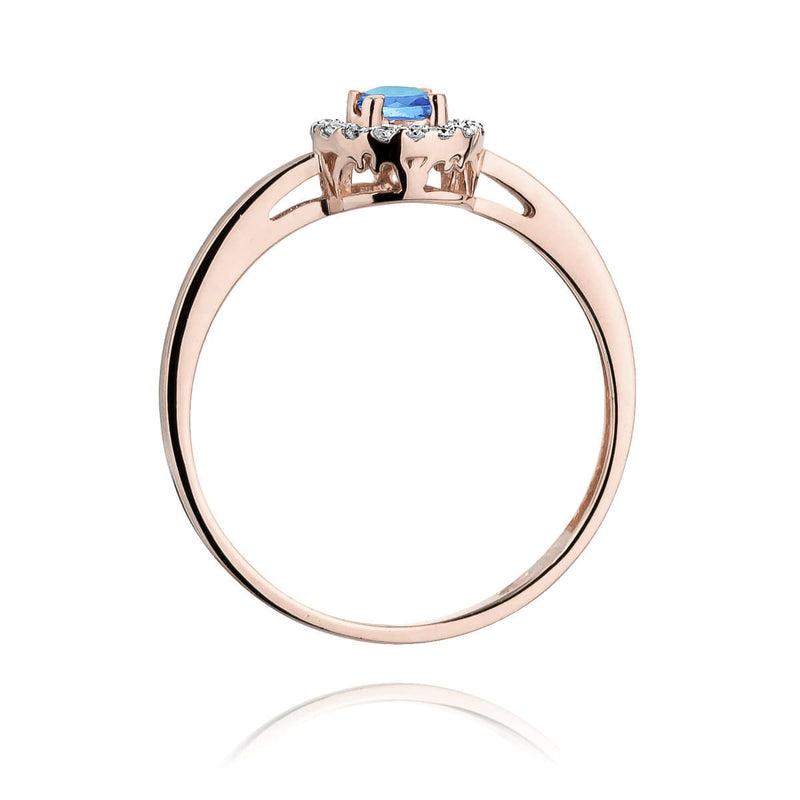 Inel Aur 14K cu Topaz Swiss 0.15 ct si Diamante Naturale 0.08 ct, imaginea 7 din 11