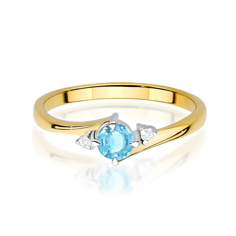 Inel Aur 14K cu Topaz Swiss 0.25 ct si Diamante Naturale 0.03 ct, imaginea 2 din 12