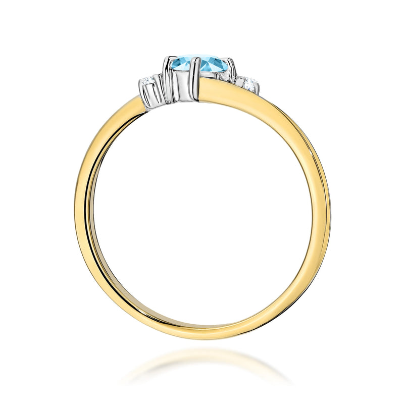 Inel Aur 14K cu Topaz Swiss 0.25 ct si Diamante Naturale 0.03 ct, imaginea 3 din 12