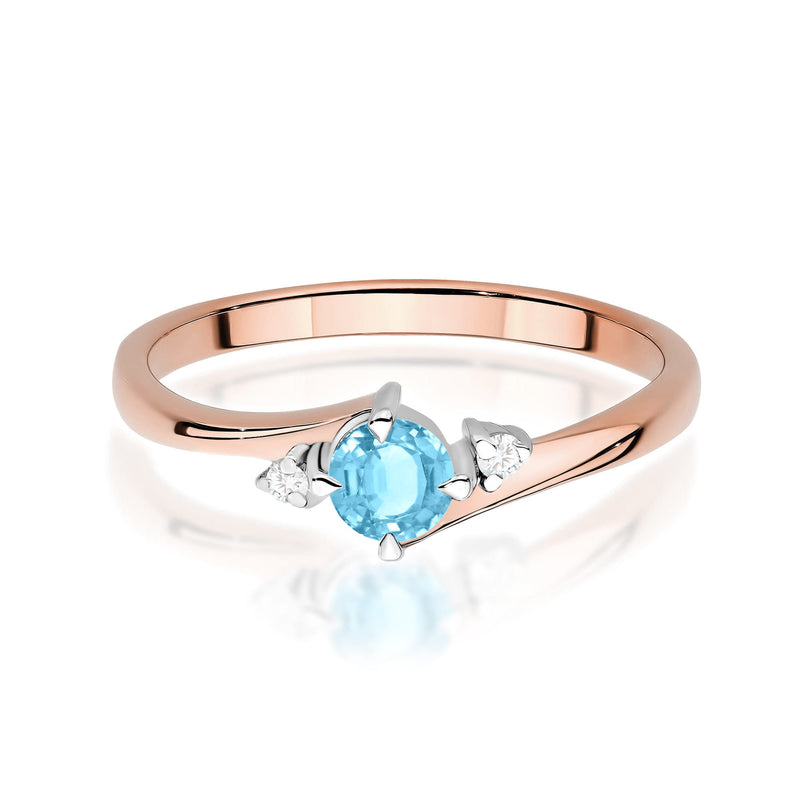 Inel Aur 14K cu Topaz Swiss 0.25 ct si Diamante Naturale 0.03 ct, imaginea 6 din 12