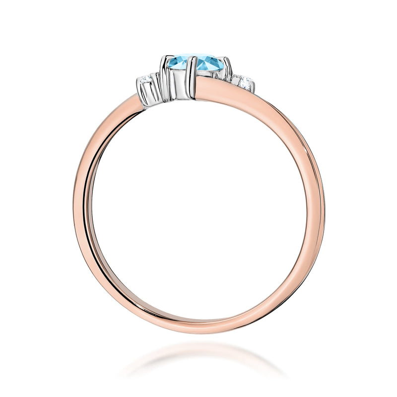 Inel Aur 14K cu Topaz Swiss 0.25 ct si Diamante Naturale 0.03 ct, imaginea 7 din 12