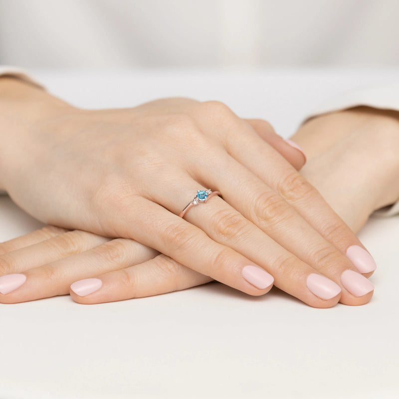 Inel Aur 14K cu Topaz Swiss 0.25 ct si Diamante Naturale 0.03 ct, imaginea 8 din 12