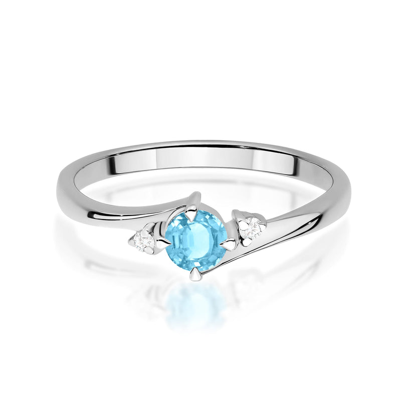 Inel Aur 14K cu Topaz Swiss 0.25 ct si Diamante Naturale 0.03 ct, imaginea 10 din 12