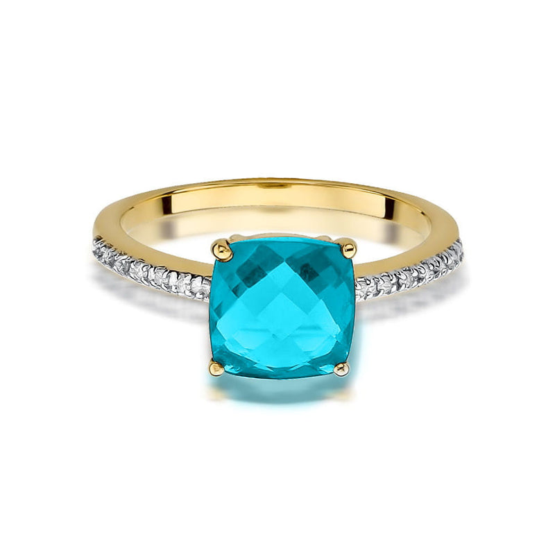 Inel Aur 14K cu Topaz Swiss 2.00 ct si Diamante Naturale 0.07 ct, imaginea 2 din 9