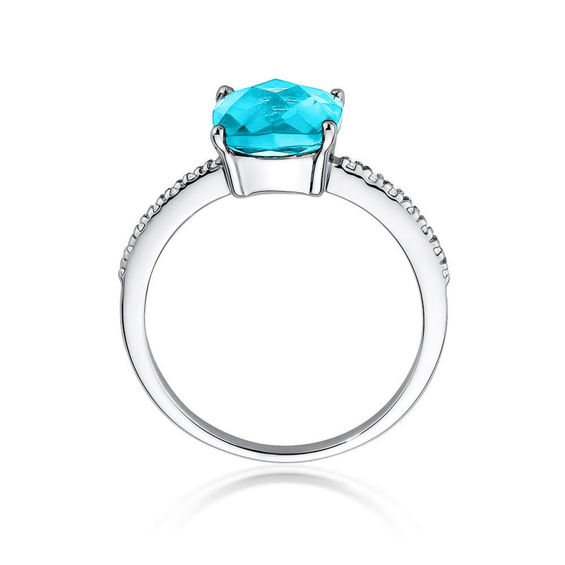 Inel Aur 14K cu Topaz Swiss 2.00 ct si Diamante Naturale 0.07 ct, imaginea 6 din 9