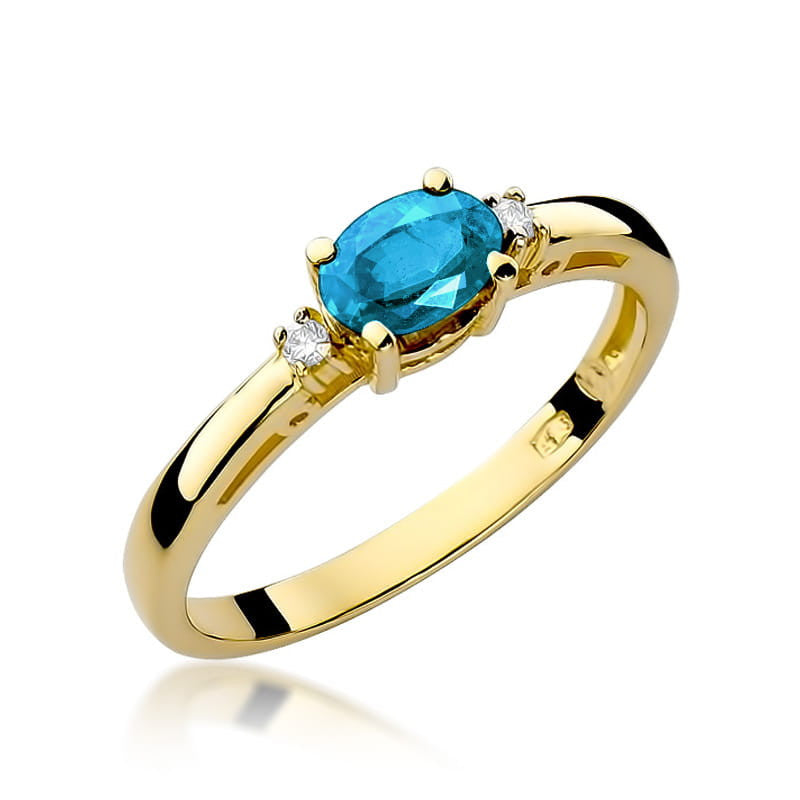 Inel Aur 14K cu Topaz Swiss 0.50 ct si Diamante Naturale 0.03 ct — Aur galben
