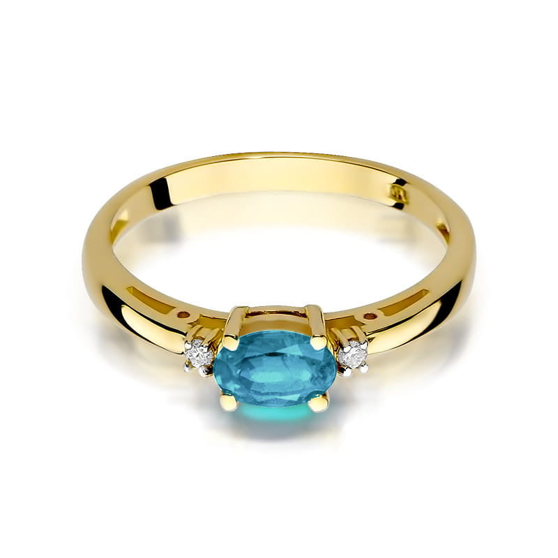 Inel Aur 14K cu Topaz Swiss 0.50 ct si Diamante Naturale 0.03 ct, imaginea 2 din 11
