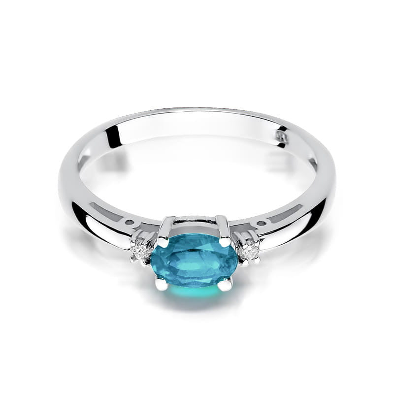 Inel Aur 14K cu Topaz Swiss 0.50 ct si Diamante Naturale 0.03 ct, imaginea 6 din 11