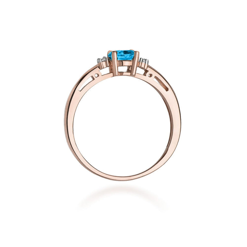 Inel Aur 14K cu Topaz Swiss 0.50 ct si Diamante Naturale 0.03 ct, imaginea 10 din 11