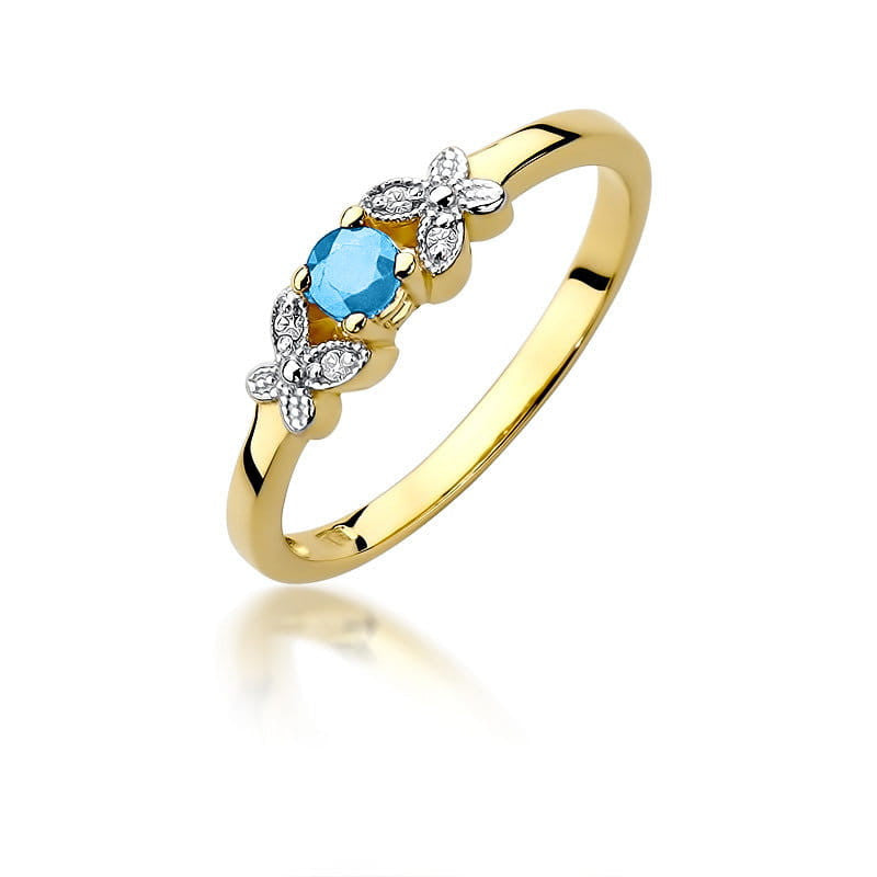 Inel Aur 14K cu Topaz Swiss 0.15 ct si Diamante Naturale 0.02 ct — Aur galben