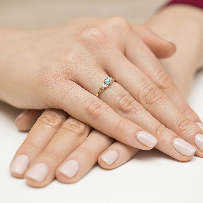 Inel Aur 14K cu Topaz Swiss 0.15 ct si Diamante Naturale 0.02 ct, imaginea 4 din 11