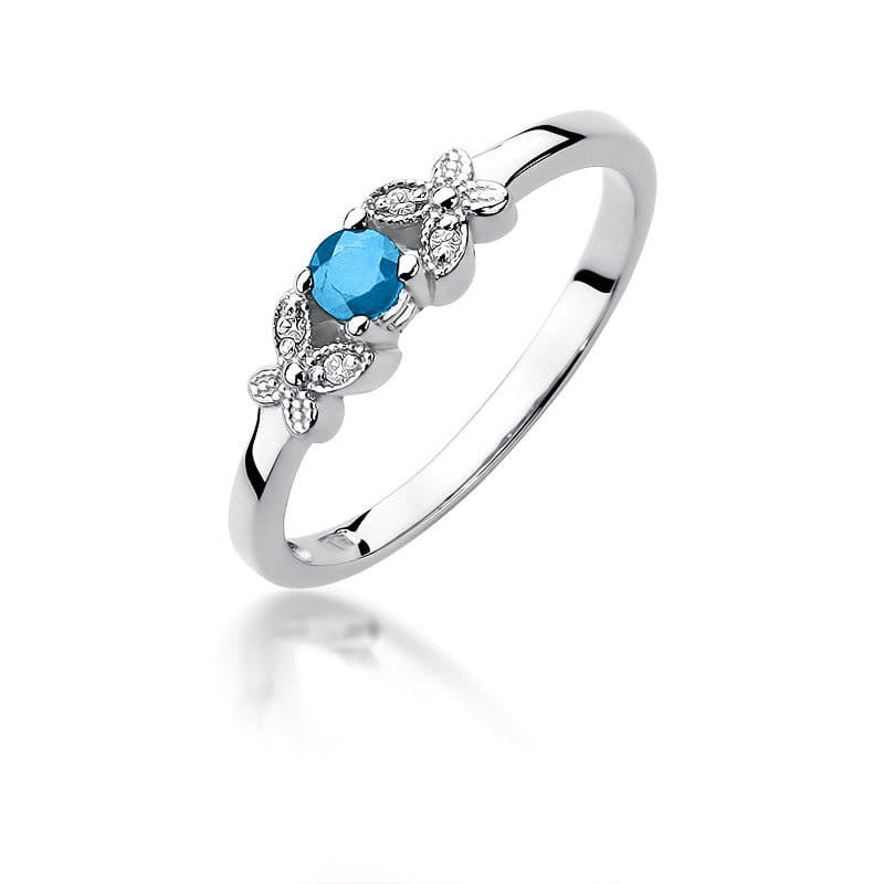 Inel Aur 14K cu Topaz Swiss 0.15 ct si Diamante Naturale 0.02 ct, imaginea 5 din 11