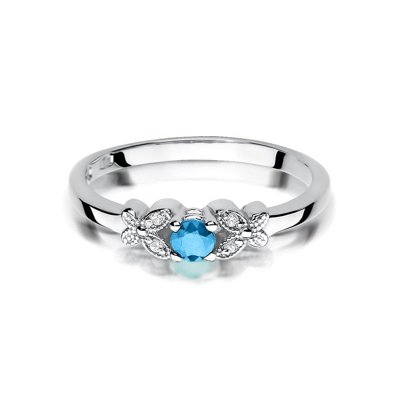 Inel Aur 14K cu Topaz Swiss 0.15 ct si Diamante Naturale 0.02 ct, imaginea 6 din 11