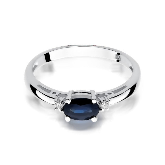 Inel Aur 14K cu Safir 0.70 ct si Diamante Naturale 0.03 ct, imaginea 5 din 11