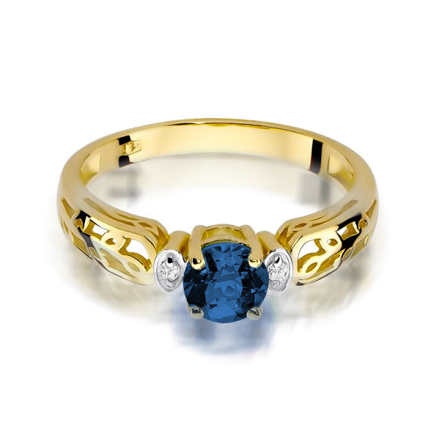 Inel Aur 14K cu Safir 0.50 ct si Diamante Naturale 0.02 ct, imaginea 2 din 11